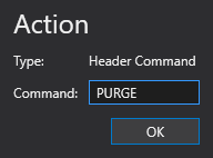 Sample Header Command Action configuration